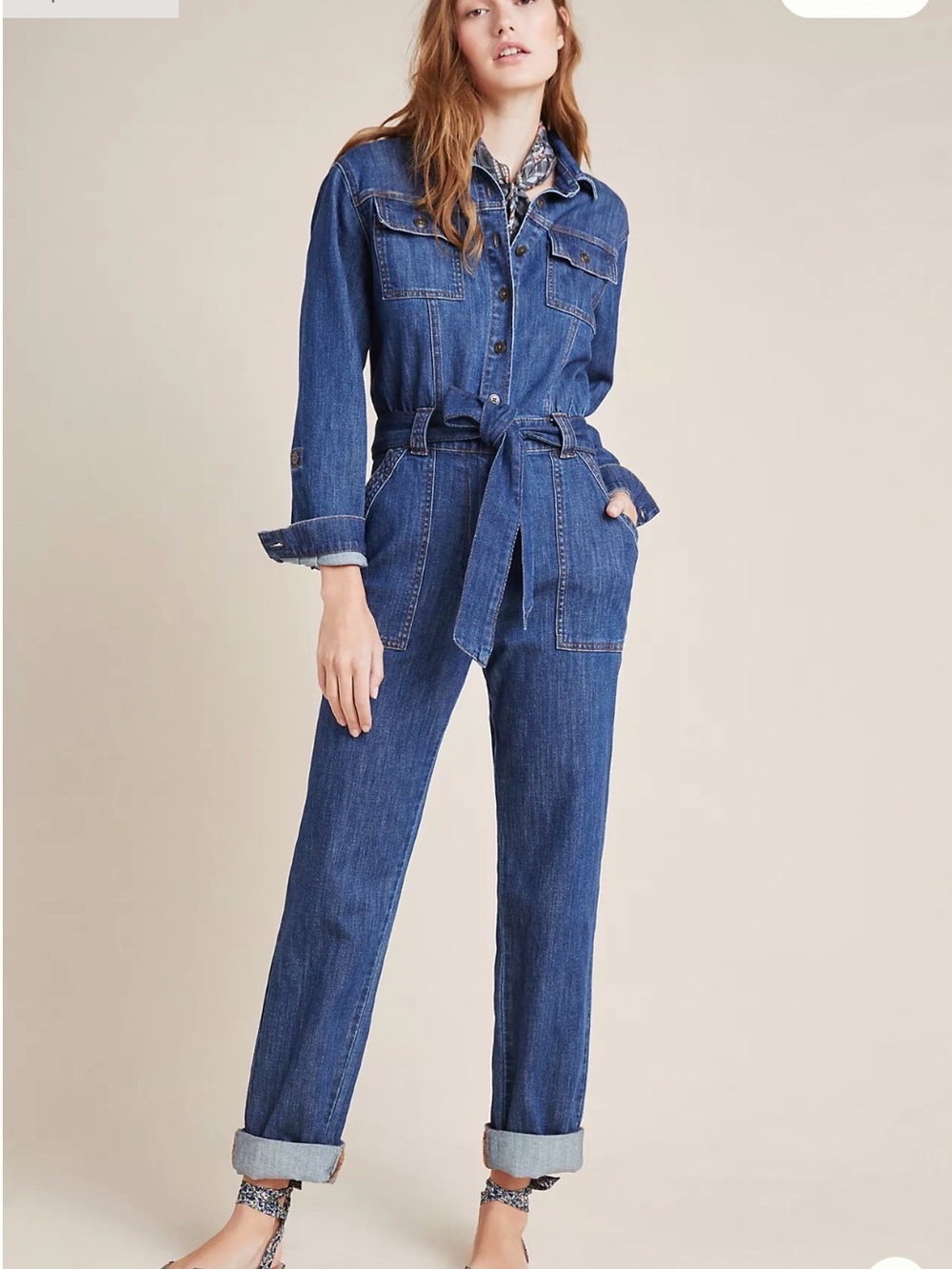Pilcro and the Letterpress Blue Denim Utility Jumpsuit
